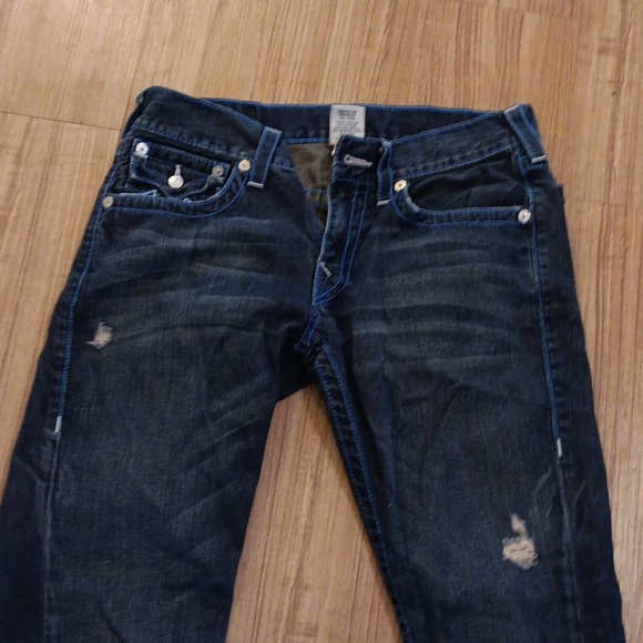 Men's True Religion size 31x30 straight leg denim jeans mildly distressed - Picture 2 of 9
